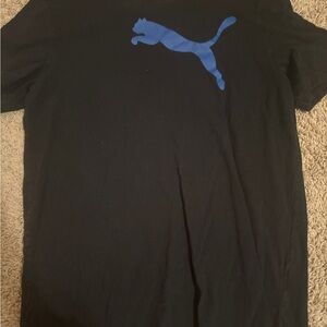 Puma Men's Black Tee with Blue Emblem